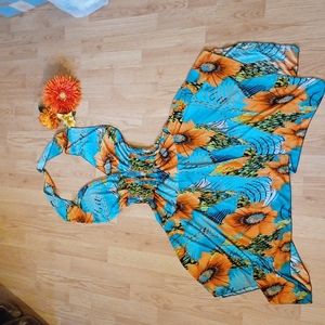Gorgeous Tropical floral halter dress Large